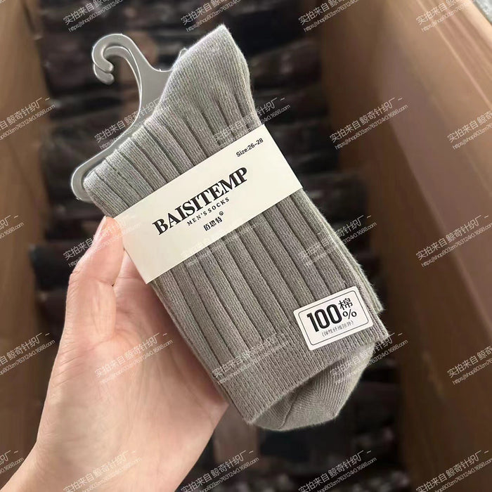 Wholesale Cotton socks for sweat absorption and odor prevention, mid tube socks with double needles and thick socks for warmth, long socks