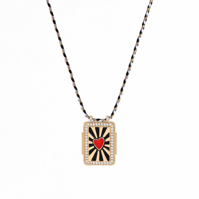 Wholesale Trendy Tarot Card Pendant Necklace Abalone Shell Inlay Copper Electroplated Women S Fashion Jewelry Gift