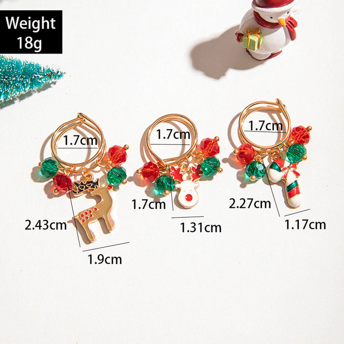 Wholesale Cute Christmas Elk Bell Animal Pendant 3-Piece Ring Set Gold Jewelry Accessory MOQ≥2