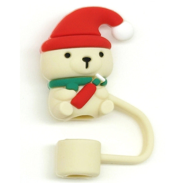 Wholesale 10pcs Food Grade Silicone  Cup Straw Cover Christmas Straw Cover Leak-proof Straw Cap