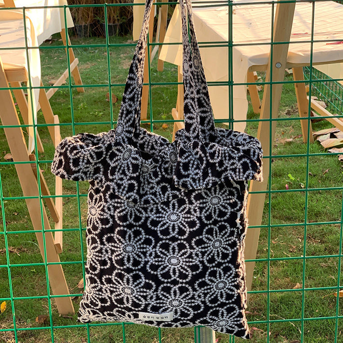Wholesale Embroidered flower bag with simple and niche design, versatile and fashionable, large capacity crossbody bag