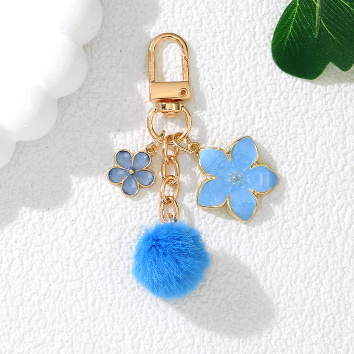 Wholesale Cute Cherry Blossom Flower Alloy Keychain Pendant Purple Decorative Accent for Resale