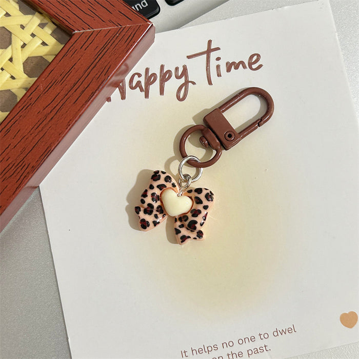 Wholesale Cute leopard print cartoon keychains in brown