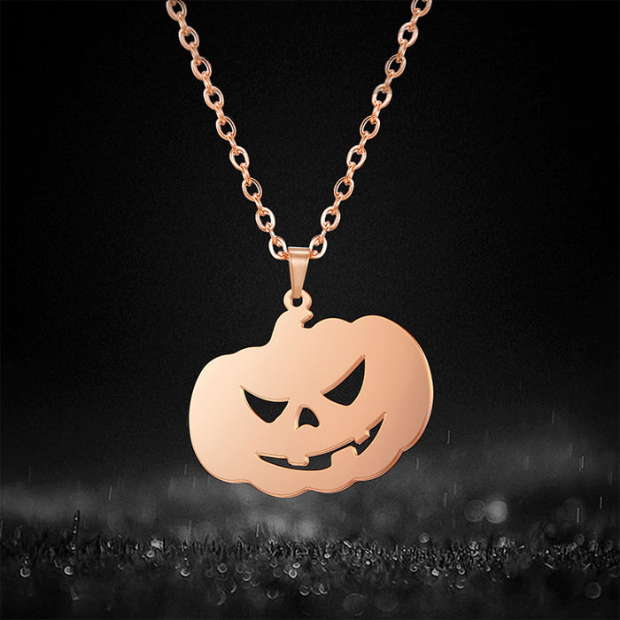 Wholesale Stainless Steel Ghost Demon Pumpkin Pendant Hollow Necklace JDC-NE-LiL003