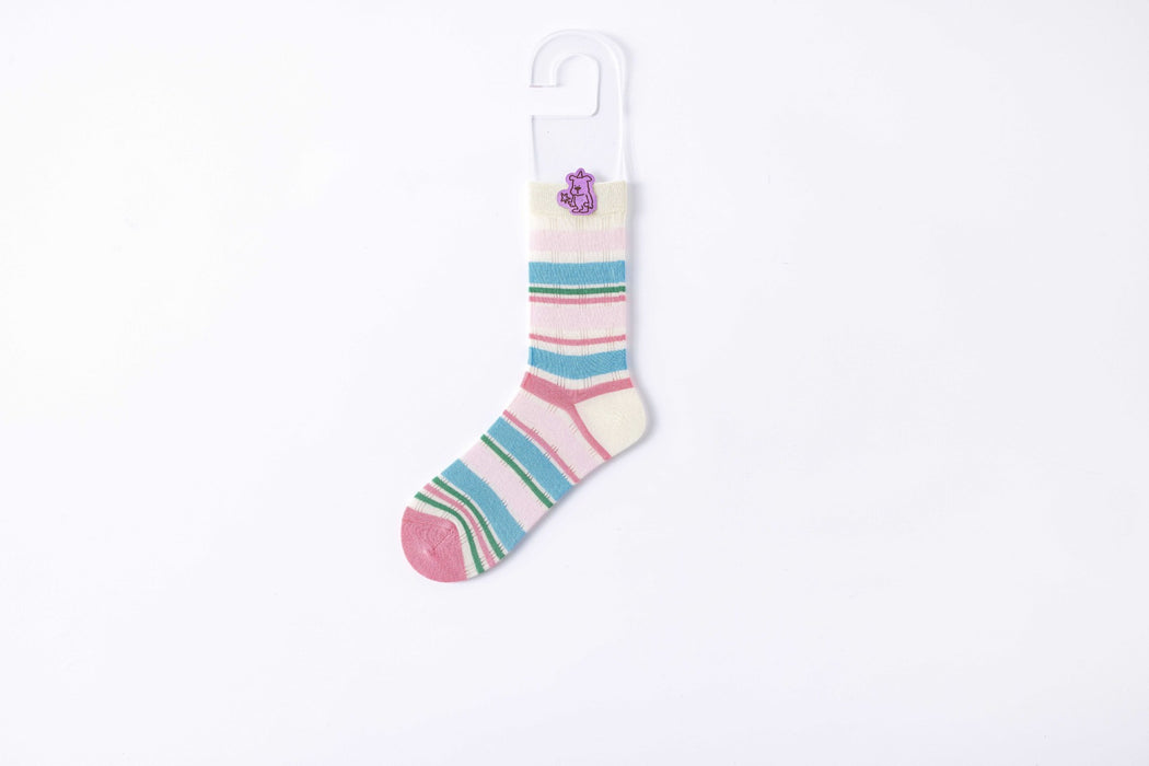 Wholesale Boneless socks for children, mid tube socks, cotton pile socks, white boneless color blocked socks for children