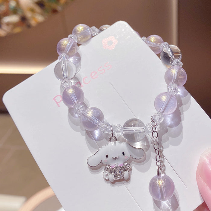 Wholesale Cute Cartoon Puppy Crystal Bead Bracelet for Travel Souvenir Gift MOQ≥3