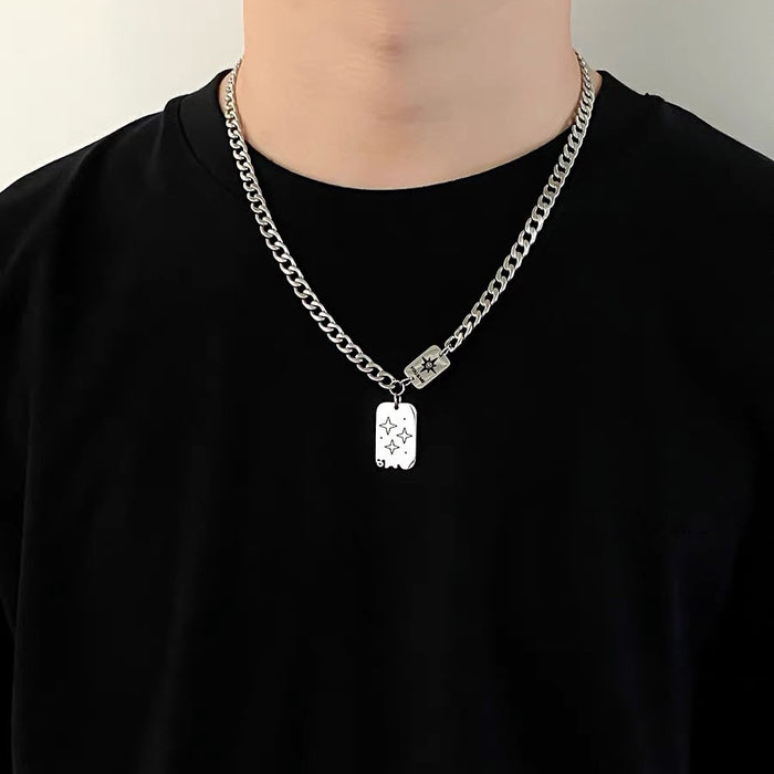 Wholesale Five pointed star niche, simple and personalized stainless steel necklace, trendy collarbone chain, versatile accessory