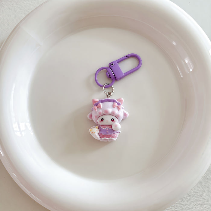 Wholesale Cute Resin Bow Lamb Keychain Cartoon Pink Bag Charm Fashion Accessory Gift For Girls