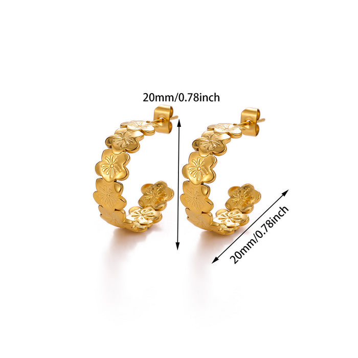 Wholesale Niche C-shaped floral earrings,  stainless steel,  light luxury,  fashionable,  high-end feeling