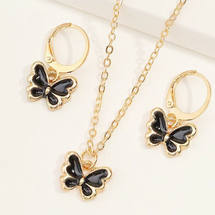 Wholesale Kids Butterfly Animal Jewelry Set Alloy Pearl Earrings Bracelet Necklace