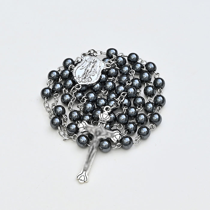 Wholesale   Retro Cross Necklace Trendy  Jewelry Black Gallstone Cross Pendant Ballpoint Chain