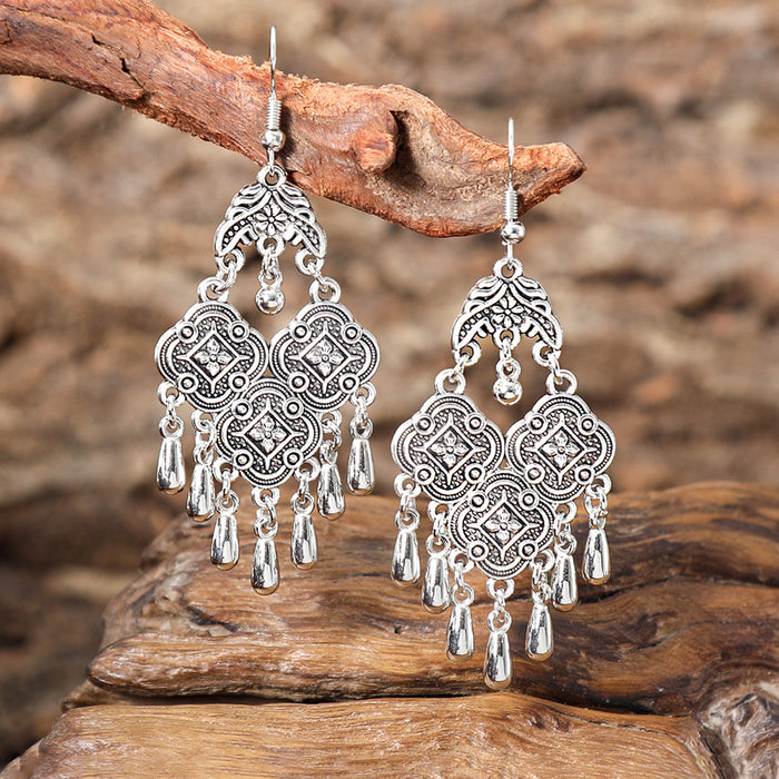 Wholesale Bohemian Tassel Earrings Alloy Geometric Electroplated Party Jewelry Accessory MOQ≥2