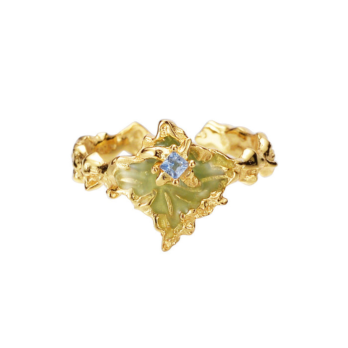 Wholesale Texture Color Diamond Ring Sterling Silver Glue Drop Jewelry for Women