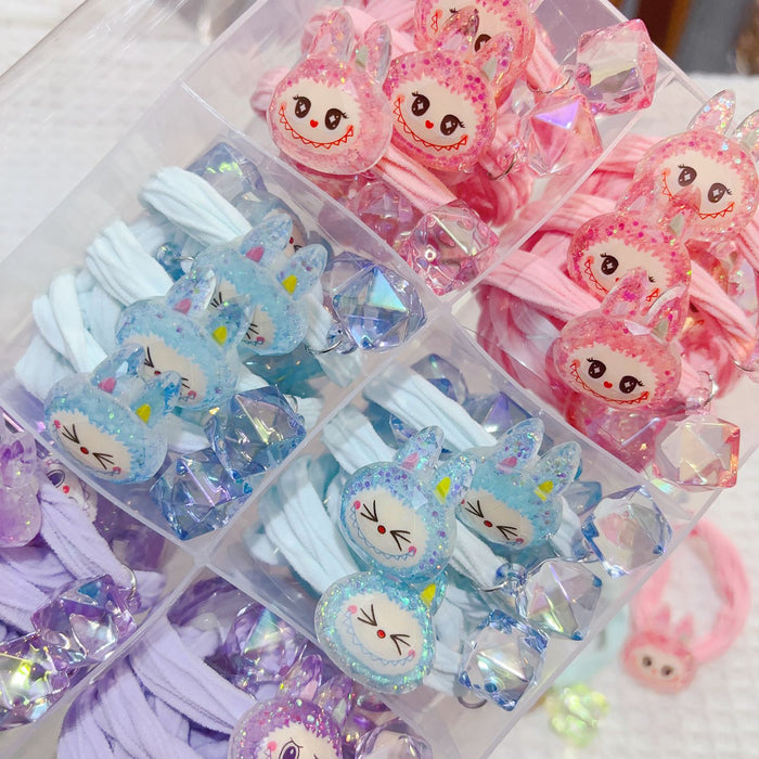 Wholesale 5pcs mix Cute Faceted Shiny Rabbit Rubber Band Hair Band Towel Ring Hair Tie Leather Rope High Ponytail Hair Accessory