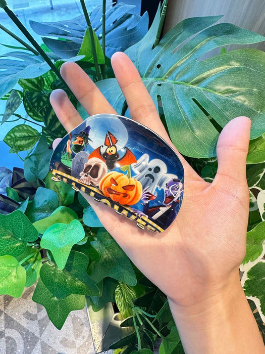 Wholesale Semicircular Shark Clip Witch Print Clip Anime Series Demon Ghost Ponytail Clip  Party Hair Accessories