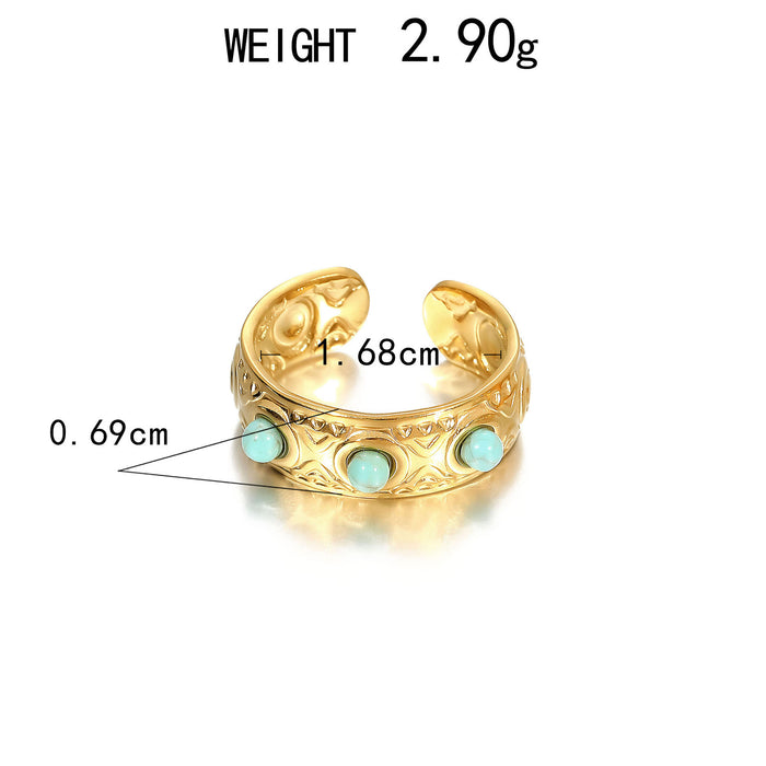 Wholesale Stainless Steel Open-Band Turquoise Rings