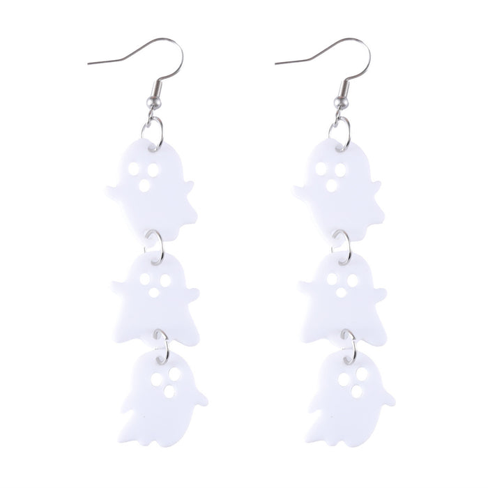 Wholesale  white ghost black bat triple ing pendant earrings acrylic Gothic style earrings