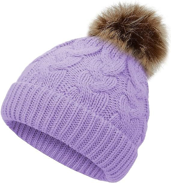 Wholesale winter children' s fur ball thickened wool hat