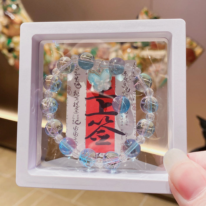 Wholesale Glass Butterfly Bracelet Trendy Handmade Fashion Accessory MOQ≥3