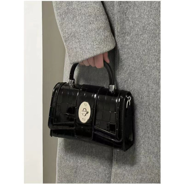 Wholesale Texture Chain Patent Leather Motorcycle Bag Women's Niche Portable Shoulder Crossbody Small Square Bag