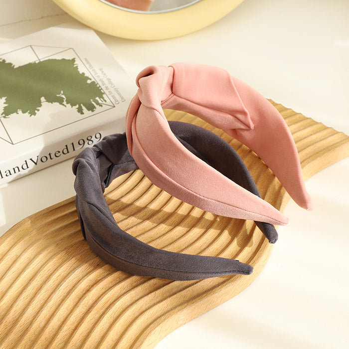 Wholesale Simple Wide Edge Solid Color Cloth Middle Knot Headband JDC-HD-MIs019