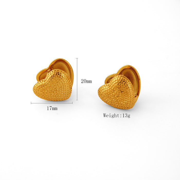 Wholesale Fashionable and trendy three-dimensional stainless steel heart-shaped earrings with a light luxury and heart-shaped texture