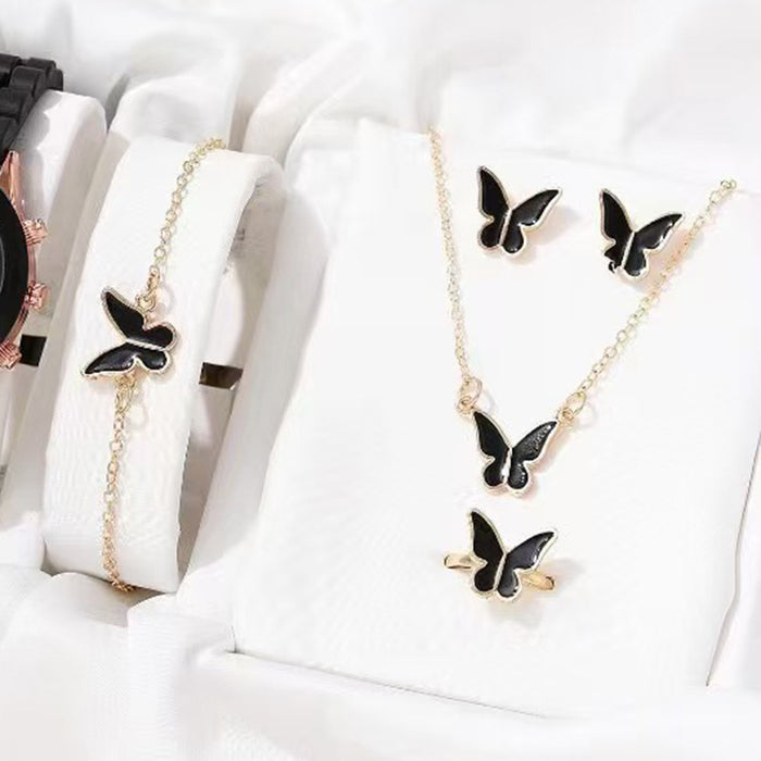 Wholesale Alloy Electroplated Black Butterfly Jewelry Set - Stylish Party Wear Jewelry Accessory