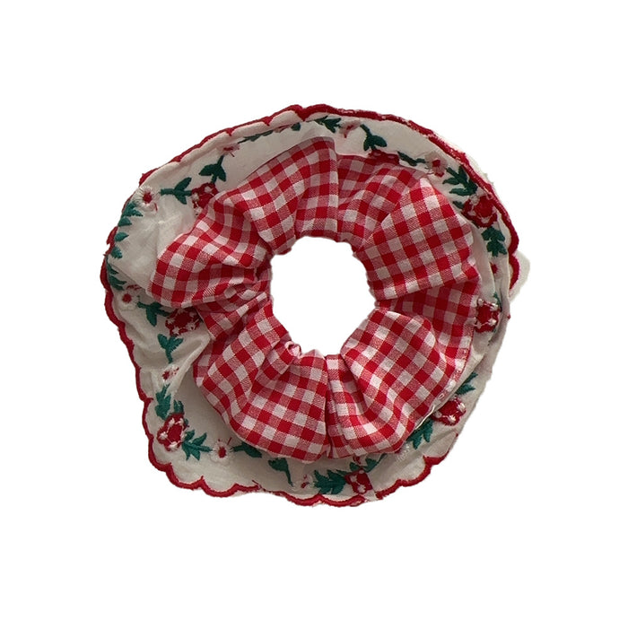 Wholesale Cherry Check Lace Fabric Hairband JDC-HS-Suim002