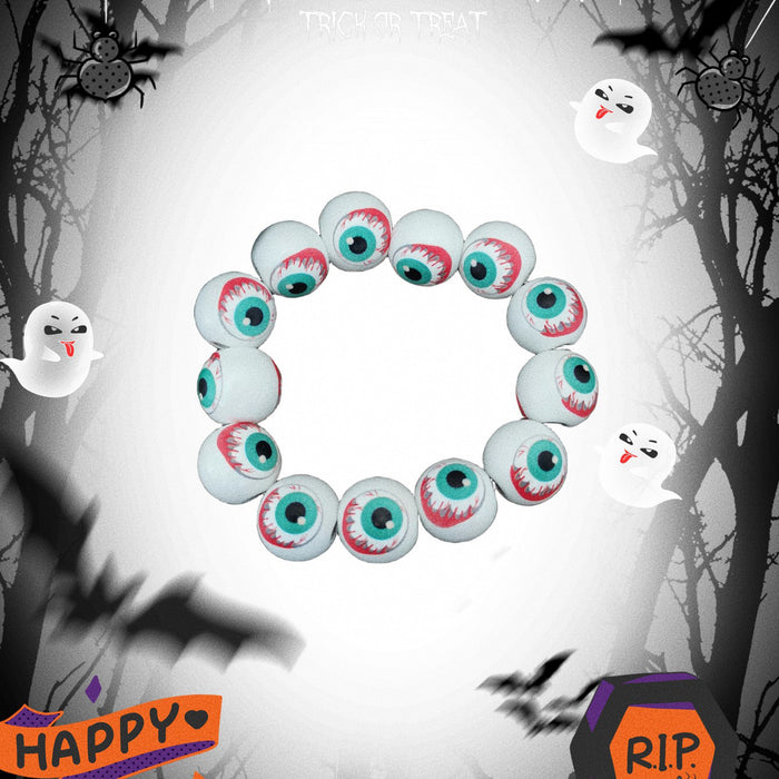 Wholesale Halloween Skull Eyeball Spider Wooden Bracelet JDC-BT-JunJie002