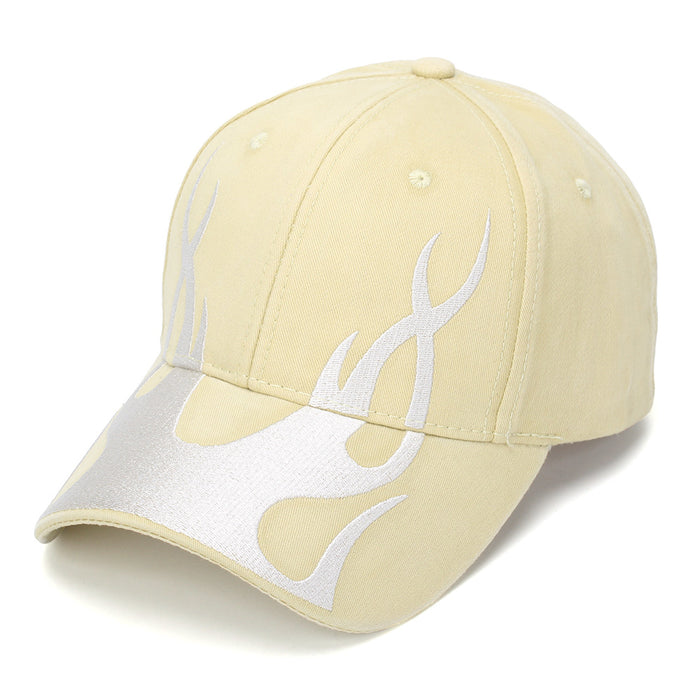Wholesale Flame Embroidery Washed Baseball Cap Vintage Street Style Curved Brim Hats Unisex
