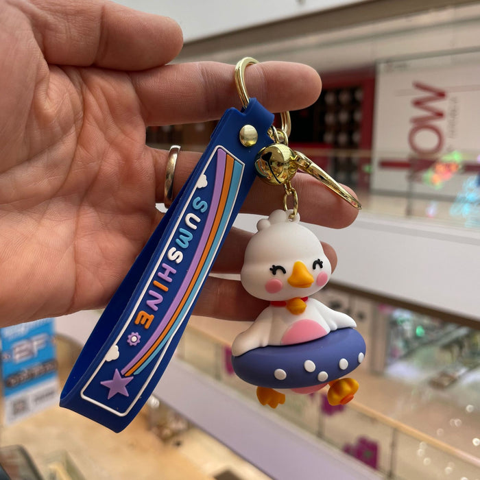 Wholesale Soft rubber cute car keychain duck figurine backpack pendant cartoon hanging decoration keychain