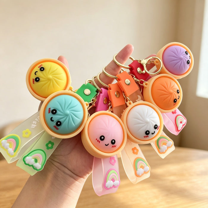 Wholesale PVC Soft Simulated Bun Keychain Trendy Car Key Accessory for Couples