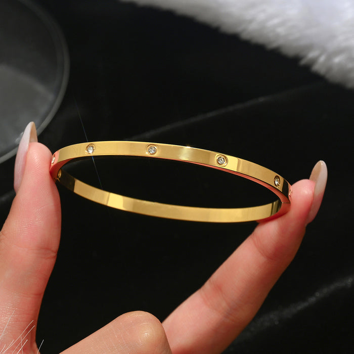 Wholesale Gold-Plated Stainless Steel Bracelet with Diamonds
