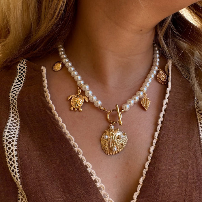 Wholesale Jewelry Summer Imitation Pearl Necklace Fashion Shell Turtle Clavicle Chain