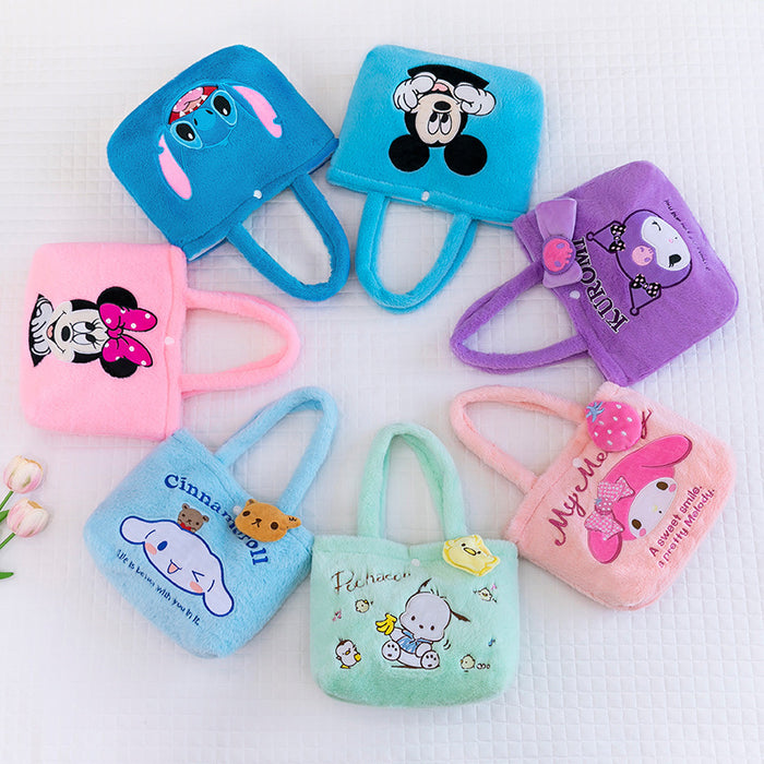 Wholesale Cute Cartoon Plush Cat Handbag Kids Coin Purse Gift Bag