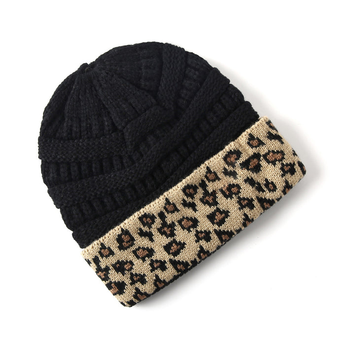 Wholesale Winter warm leopard print knitted hat