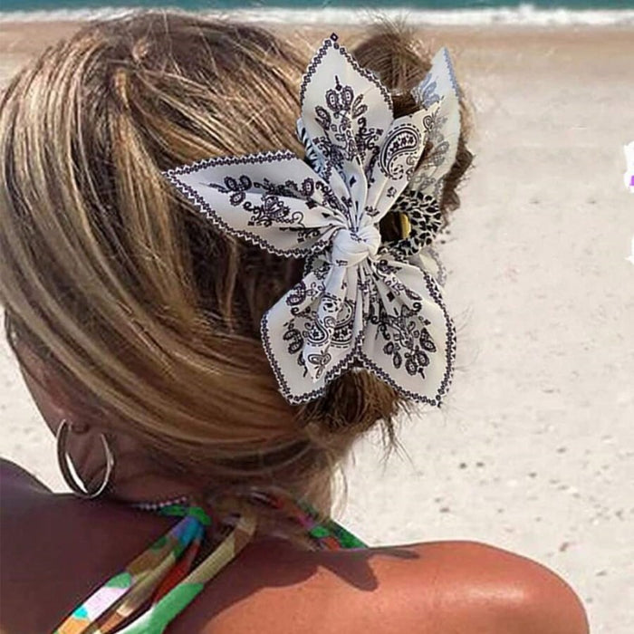 Wholesale double-sided cashew flower love clip bow hairpin summer holiday shark clip fashion ponytail clip