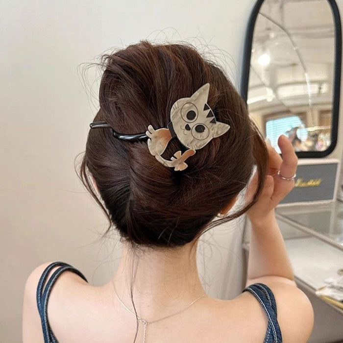 Wholesale Cartoon Cat Twist Clip Clip Women's  New Back of Head Hair Clip  Girl Ponytail One-word Clip