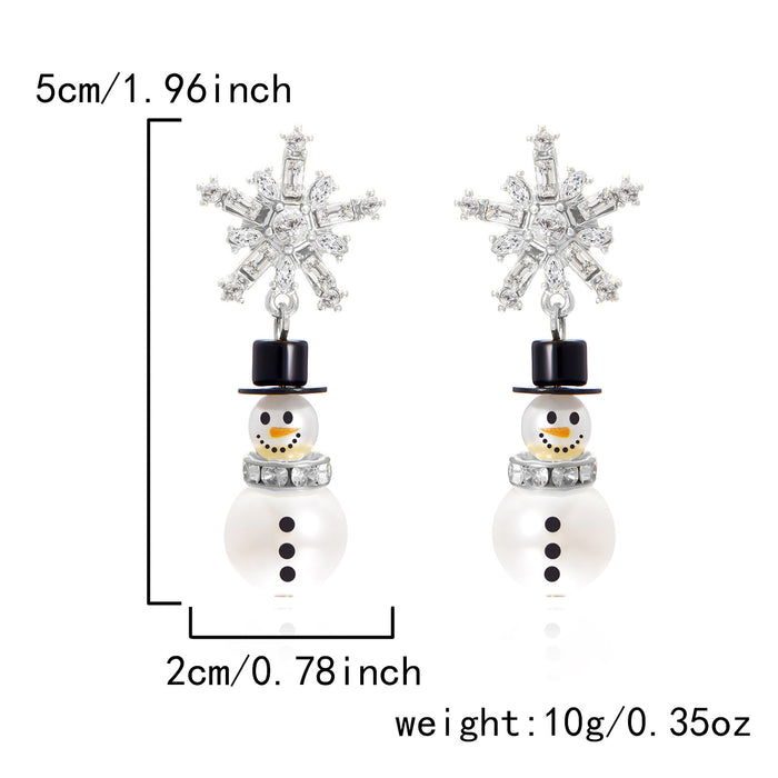 Wholesale Christmas Cute Diamond Snowman Earrings JDC-ES-GangM002