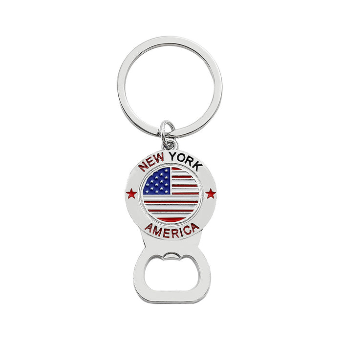 Wholesale 5PCS Independence Day Bottle Opener Shape Zinc Alloy Keychain JDC-KC-GYu003