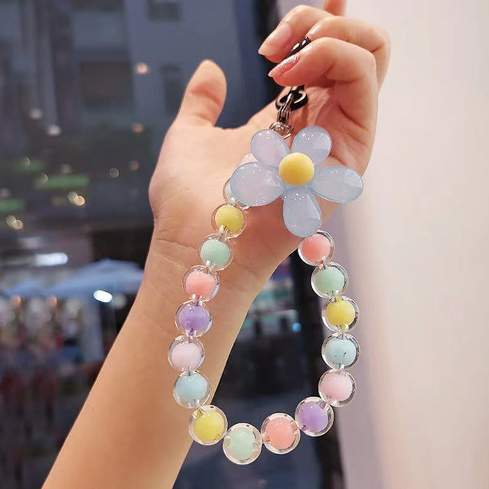 Wholesale beads mobile phone lanyard Japanese handmade beaded flower mobile phone chain