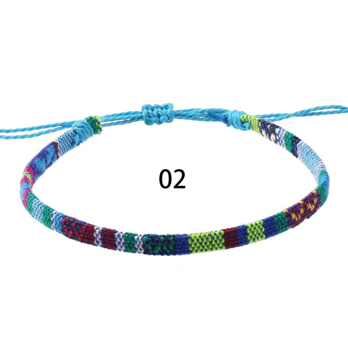 Wholesale Colorful Cotton and Linen Bohemian Fabric Bracelets for Women Hand-woven Knot Bracelets JDC-BT-XH008