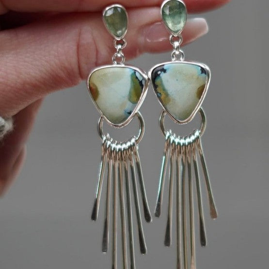 Wholesale Retro Style Geometric Tassel Long Alloy Earrings