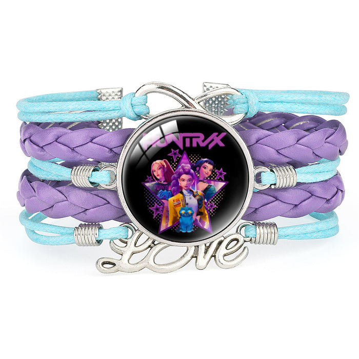 Wholesale KPOP Color Block Multi-Layer Braided Adjustable Bracelet