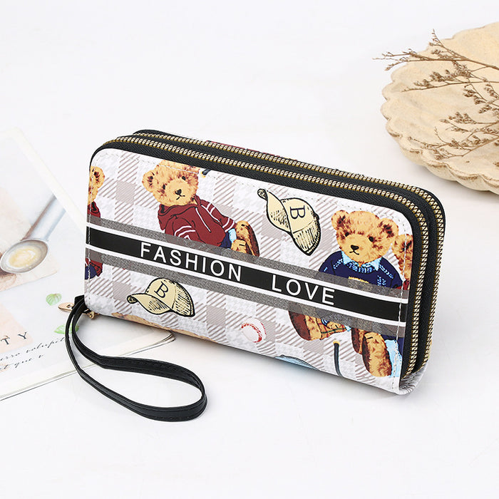 Wholesale   Double Zipper Wallet Women's Cartoon Handheld  Bag Coin Purse