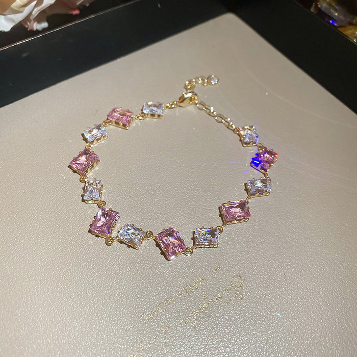 Wholesale Pink Zircon Geometric Round Pull-out Bracelet