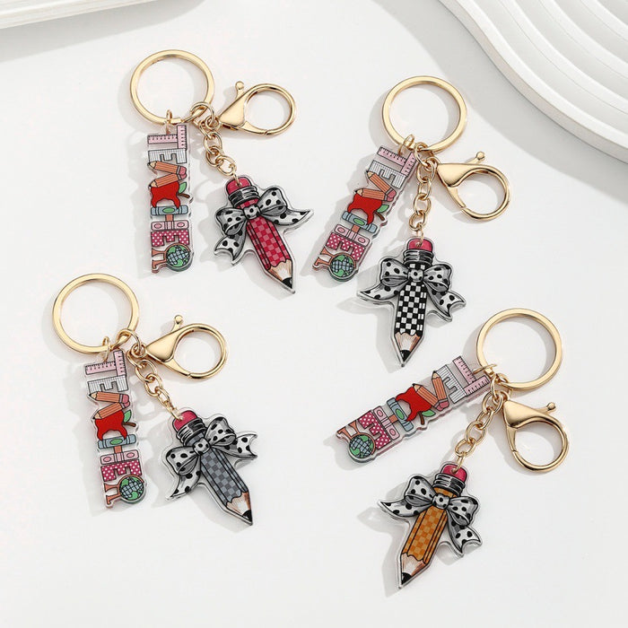 Wholesale Bow Pencil Letter Strip Keychain