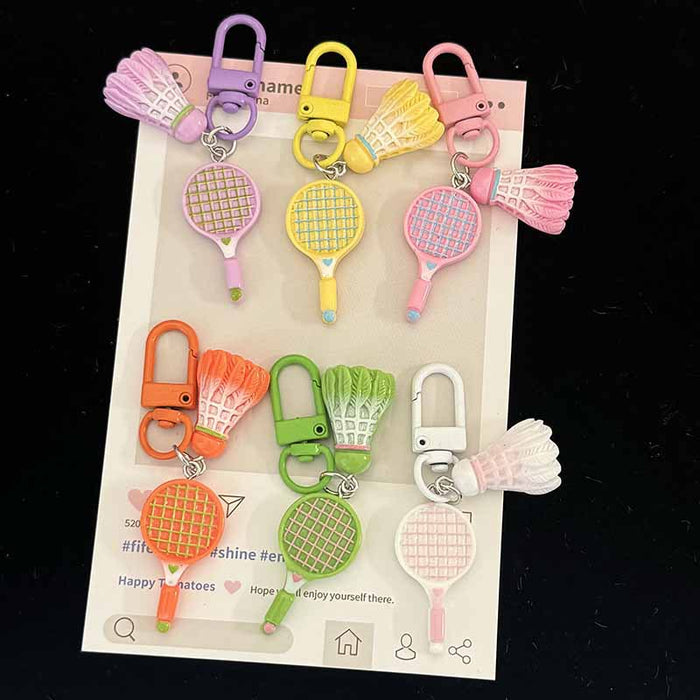 Wholesale Simulation badminton keychain cute pendant student couple gift creative key ring gift bag pendant