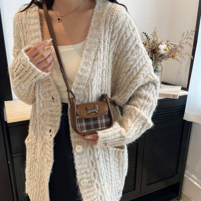 Wholesale Children's bag new plaid mini saddle bag, cute little dog mini crossbody bag