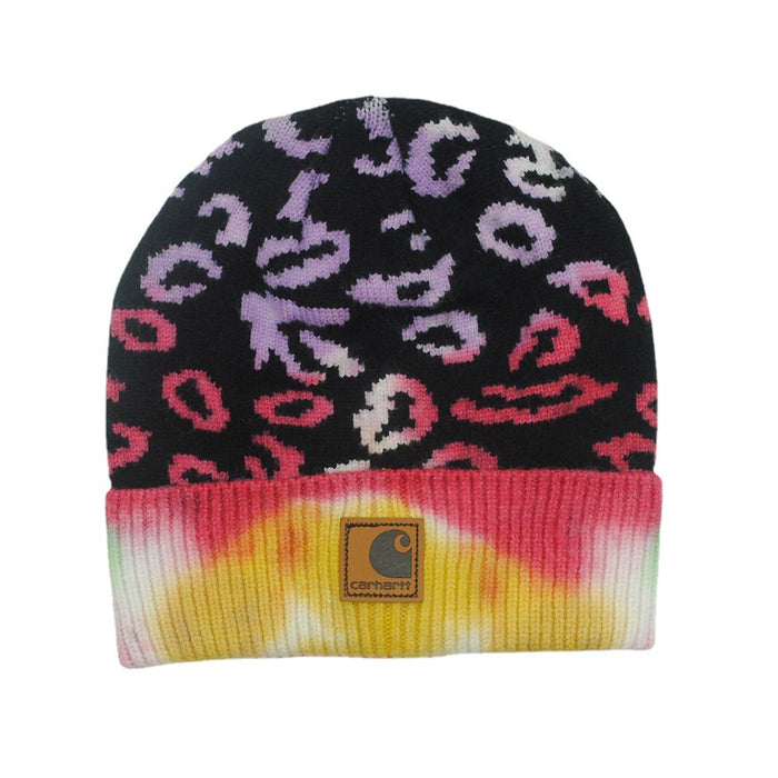 Wholesale autumn and winter windproof and warm leopard print tie-dye beanie JDC-HT-PNi001